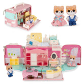 Camper Van Playset Dollhouse Toy w/ 54 Accessories & Tiny Critters for Kids