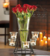 Candle Stand Organizer In Circular Base With 6 Glass Candle Cups for Home Decoration