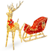 Christmas 4ft Reindeer & Sleigh Set w/ 205 LED Lights Decoration