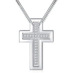 Sterling Silver Cross Necklaces, Two in One for Couples