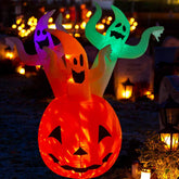 6ft Inflatable Halloween Spooky Three Pumpkin Ghost w/ LED Lights