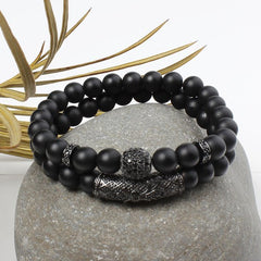 2 Pack Matte Beads Unisex Chakra Bracelet Fashion couple bracelet