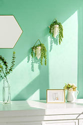 2 Pack Hanging Vase w/ Artificial Succulent Plants