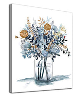 Indigo Flowers Watercolor Canvas Wall Art Decor Framed Ready to Hang