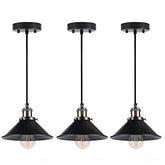 Industrial Pendant Lighting w/ Metal Rustic Bronze & Black Finish Fixture (3 Pack)