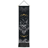 Skull Tapestry Moon Phase Tapestry Stars Starry Black Skeleton Tapestry Butterflies Tapestry