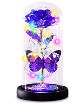Enchanted Galaxy Light Up Butterfly Rose Gifts in Glass Dome
