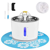 Cat Fountain w/ Smart Pump & LED Indicator for Water Shortage Alert Stainless Steel, 81oz/2.4L