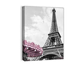 Paris Eiffel Tower Canvas Wall Art Decor Black & White 12x16"