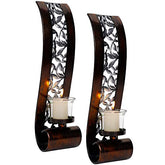 2 Metal Wall Sconce w/ Tea Light Candle Holder Antique Bronze Style Home Decoration