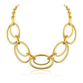 Gold Cable Link Pendant Necklace: 14k Gold Plated Loop Chain Link Statement Choker Necklace for Women