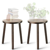 15.8" Wood Plant Stands (Set of 2) Mid Century Small Side Table