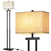 Black Standing Lamp w/ Foot Switch, Farmhouse Modern Tall Lamp