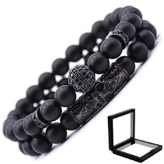 2 Pack Matte Beads Unisex Chakra Bracelet Fashion couple bracelet