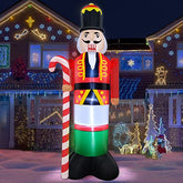 10 Feet Giant Christmas Inflatables Nutcracker Holds Candy Cane w/ LED Lights