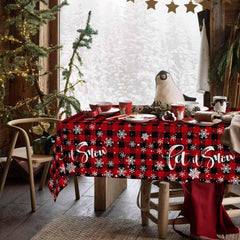 3 Pack Christmas Disposable Tablecloth, Red Black Buffalo Plaid Plastic Rectangular Table Cover 54×108 Inch