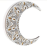 Mandala Moon Wood Decoration White 12"