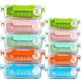 10-Pack Glass Food Storage Containers