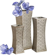 Flower Vase Set of 3 for Home Decoration (Brushed Silver)