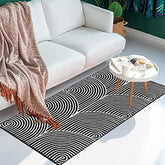 Black & White Kitchen Rug Machine Washable Cotton Hand-Woven