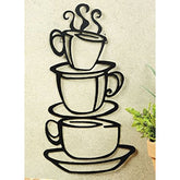 Black Coffee Cup Silhouette Metal Wall Art for Kitchen Decor