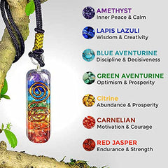 7 Chakra Stones Necklace for E-Energy Protection and Spiritual Healing Pendant with Adjustable Cord