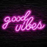 Pink “Good Vibesâ€?Led Neon Wall Sign Decor (16.1 x 8.3 inch)