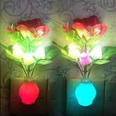 2 Pack Plug-in Flower LED Mushroom Night Light Lamp w/ Dusk to Dawn Sensor