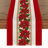 Poinsettia Red Christmas Placemats/ Table Runner