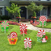 6 Pcs Candy Christmas Decorations Yard Signs w/ Stakes