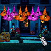Halloween Decorations 8 Pcs Lighted Hanging Witch Hat