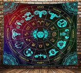Zodiac Astrology Tapestry, Sun & Moon Constellation Tapestry 60x40"