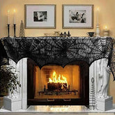 Halloween Decoration Lace Spiderweb Fireplace Mantle Cover