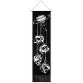 Skeleton Tapestry Planet Gothic Skull White and Black for Bedroom, Living Room