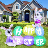 Easter Inflatable Decorations 6 ft Happy Easter Sign w/ Built-in LEDs