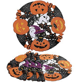 Embroidered Black Round Placemats 15 Inches, Thanksgiving Fall Pumpkins Table Decorations