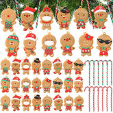 24 Pieces Gingerbread Man Christmas Ornament w/ 12 Pieces Christmas Candy Canes