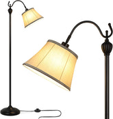 Floor Lamps for Living Room, Tall Standing Lamp with Shade, LED Farmhouse Pole Vintage, Black