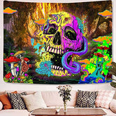 Skull Witchy Tapestry Trippy Mushroom Tapestry Wall Hanging