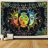 Colorful Sun and Moon Wall Moon and Stars Psychedelic Mandala Tapestry
