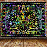Leaf Tapestry, Tie Dye Leaf Mystic Trippy Hippie Sun Moon for Wall Decoration