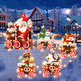 Christmas Train Yard Signs w/ LED Lights Decoration
