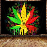 Psychedelic Rasta Tie Dye Special Plant Trippy Tapestry (60" W X 40" H)