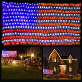 420 LED USA Flag Net Patriotic Lights Hanging Ornaments