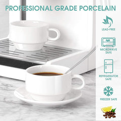 Set of 6, 3.5 oz Coffee Cup and Saucer Set (Early Black Friday Sale)