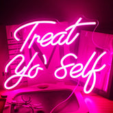 Treat Yourself Neon Sign Pink Led Word Neon Lights Usb for Wall Decoration