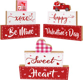 3 PCS Happy Valentine's Day Wooden Sign, XOXO Be Mine, Sweet Heart