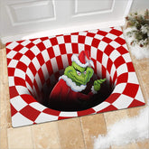 Christmas 3D Illusion Doormat Non-Slip Floor Mat Suit for Any Deck, Patio, Porch, Veranda (50 * 80CM, Red)