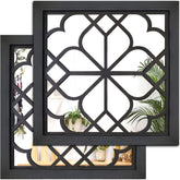 2 PCS Square Wall Mirror,Gorgeous Rustic Farmhouse Accent -Black 12 x12"