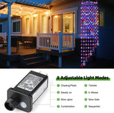 Star Wind Chime String Lights, 420 LED Waterproof Patriotic Ornaments (15 Sticks)
